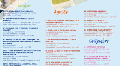 Estate 2022 a Carovigno - Da luglio a settembre appuntamenti tra il Borgo e l...