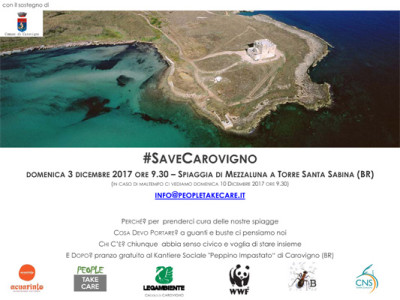 #SAVECAROVIGNO domenica 3 dicembre 2017 ore 9.30 – Spiaggia Mezzaluna a...
