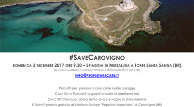 #SAVECAROVIGNO domenica 3 dicembre 2017 ore 9.30 &ndash; Spiaggia Mezzaluna a...